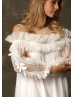 Ivory Tulle Mini Party Dress With Ruffles